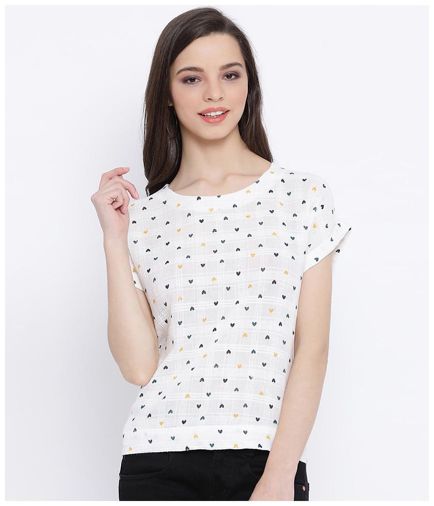 

Oxolloxo Women Printed Regular top - White