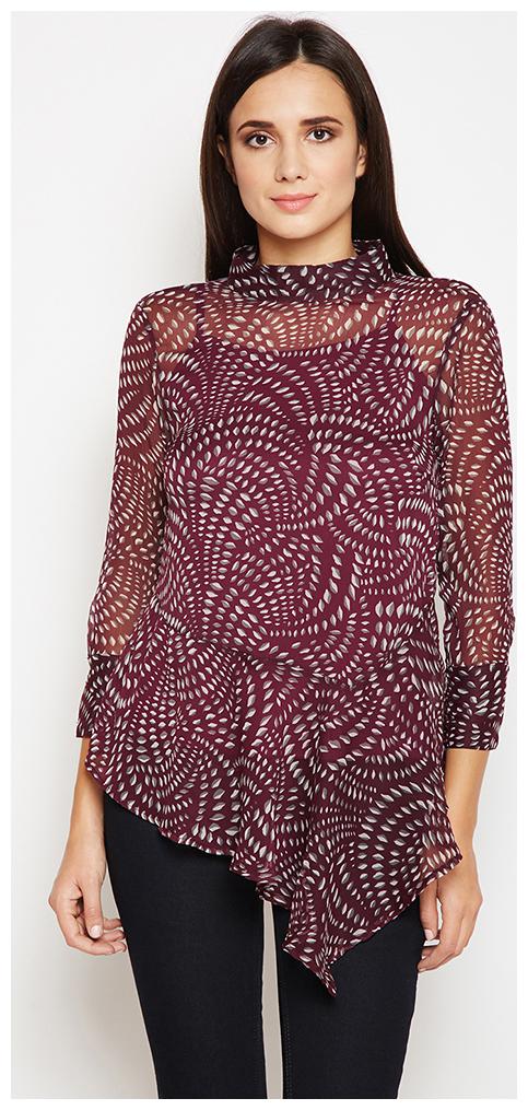 

OXOLLOXO Women Polyester Abstract Maroon A-Line Top