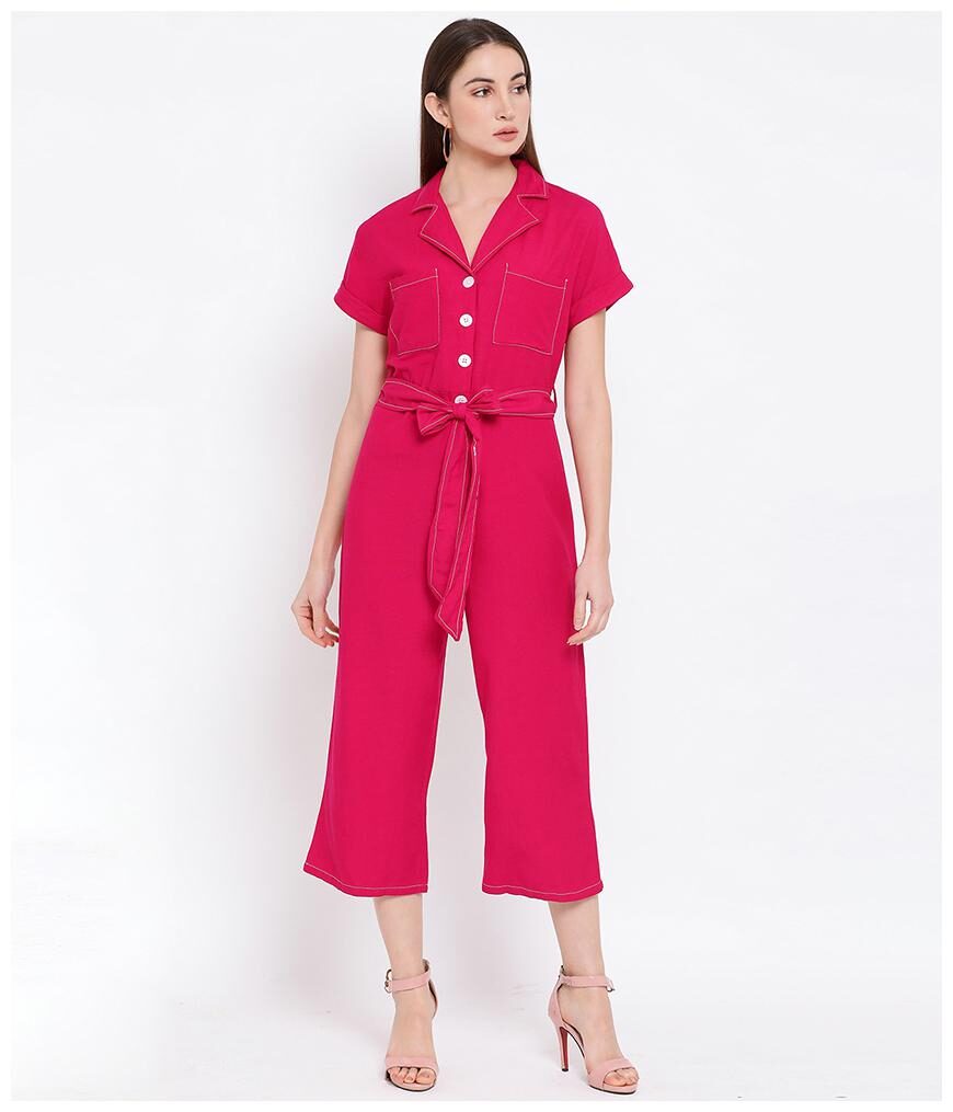

Oxolloxo Solid Jumpsuit - Pink