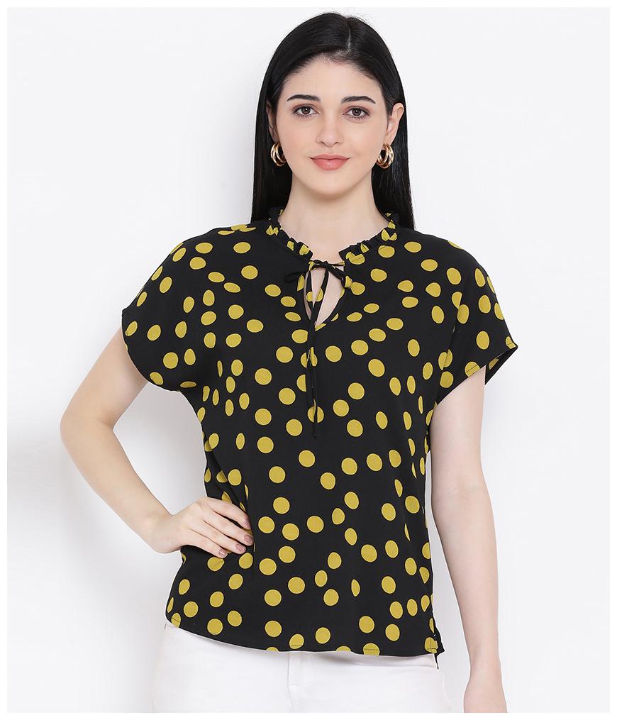 

Oxolloxo Women Polyester Polka Dots A Line Black