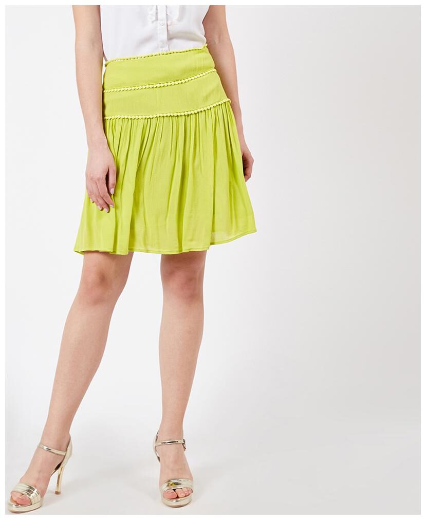 

OXOLLOXO Solid A-line skirt Midi Skirt - Green