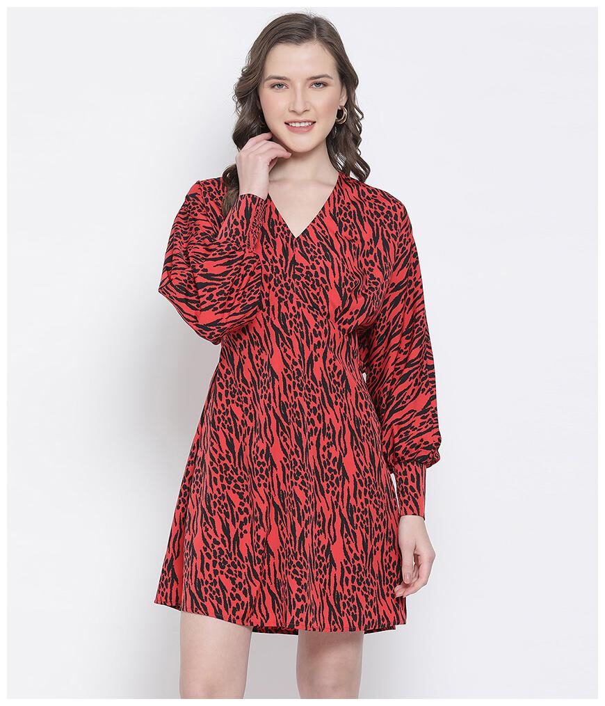 

Oxolloxo Women Polyester Regular A Line Dress (Red)