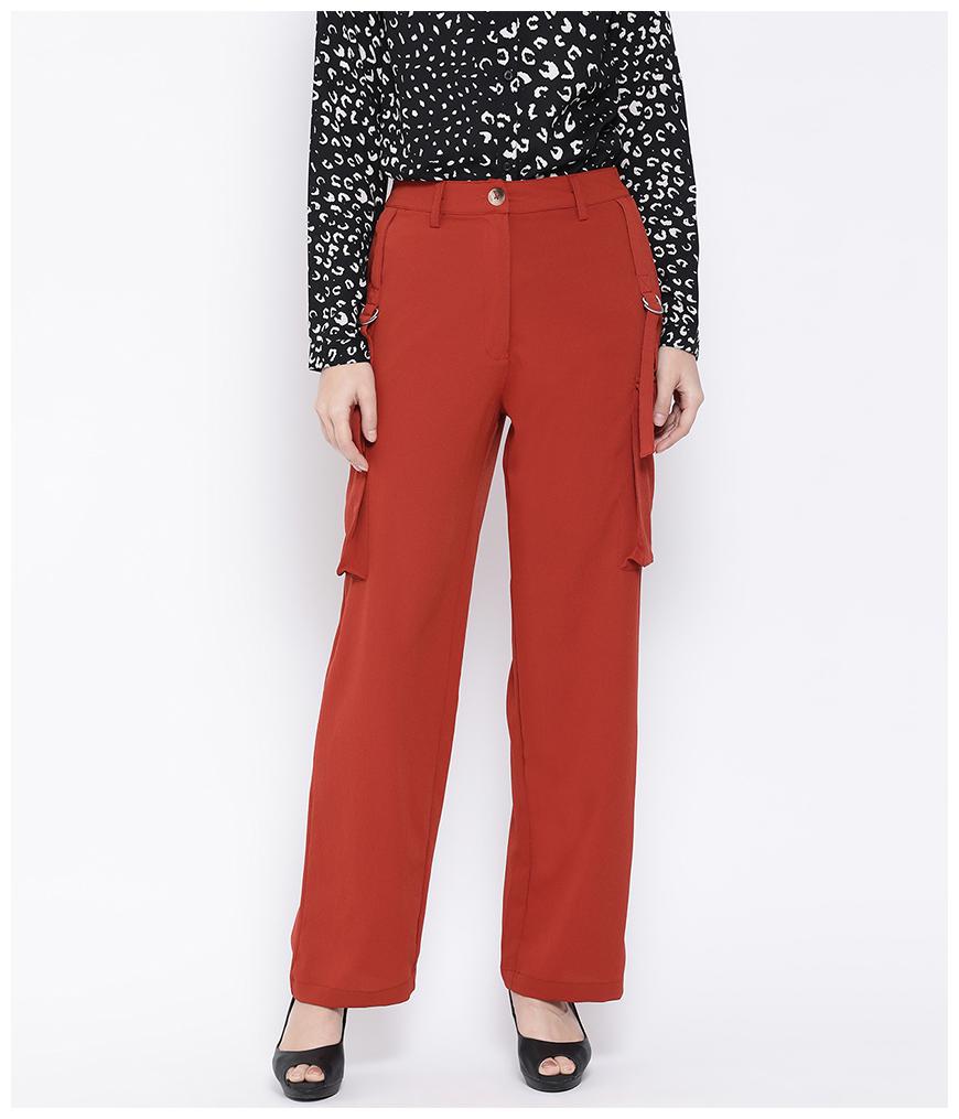 

Oxolloxo Women Polyester Solid Red Pant