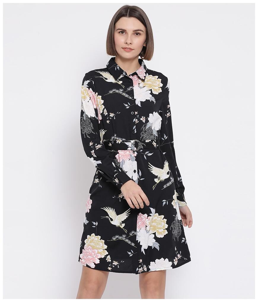 

Oxolloxo Womens Black Polyester Floral Dress