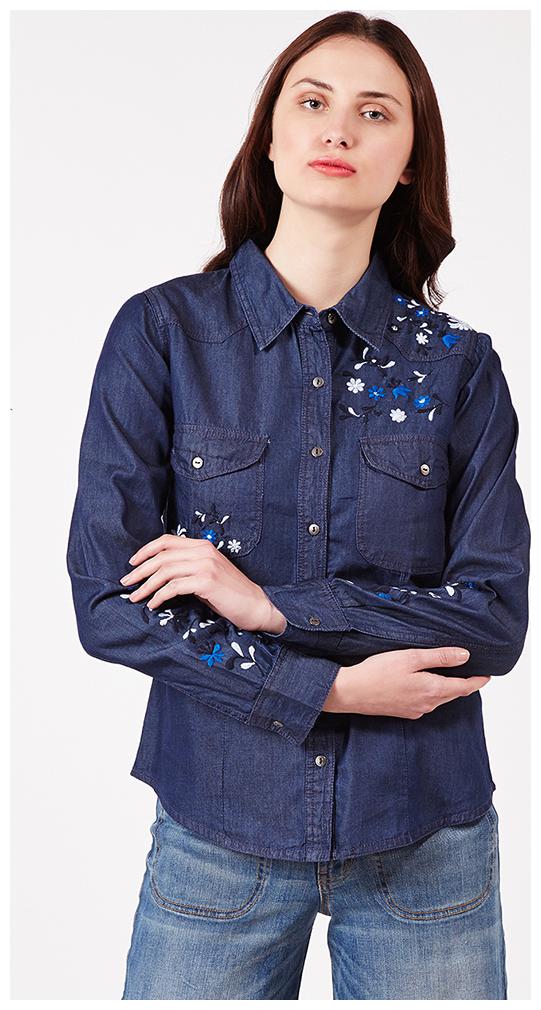 

OXOLLOXO Women Blue Solid Regular Fit Shirt
