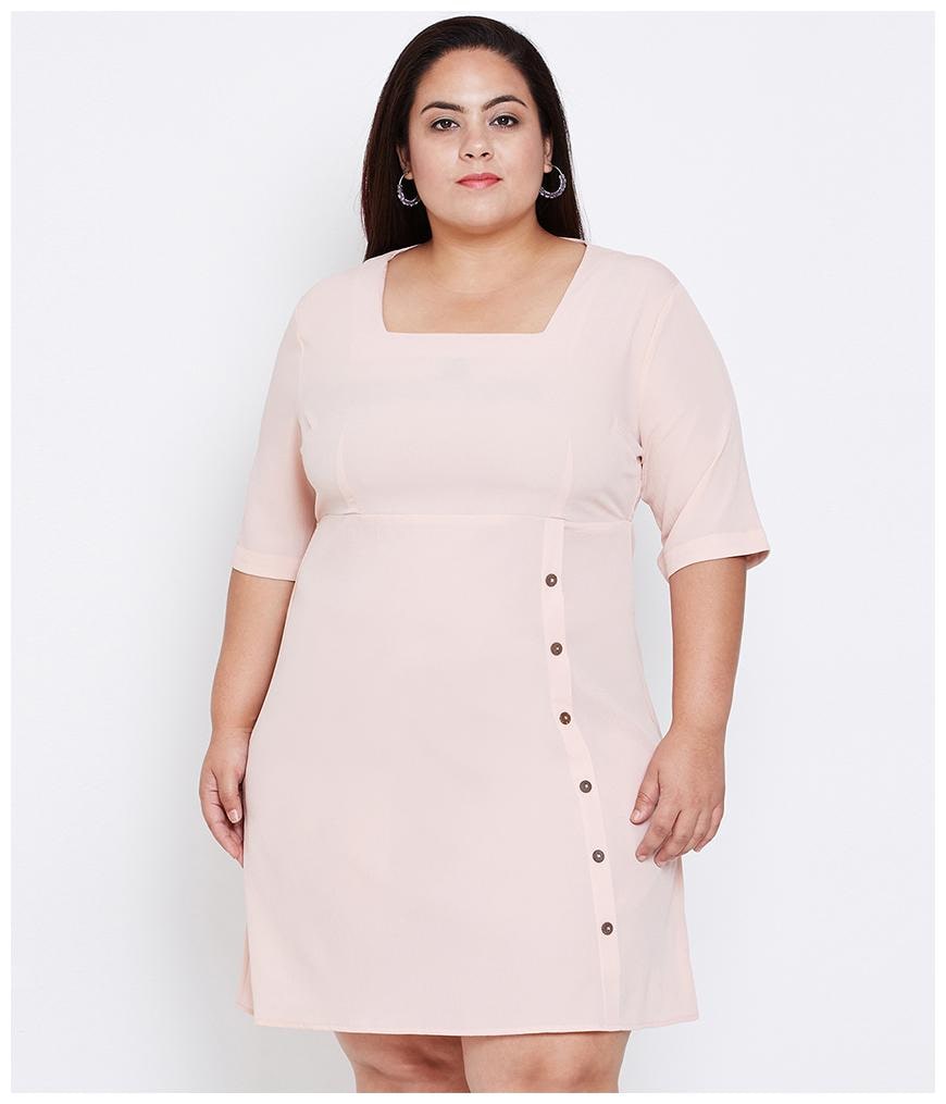 

Oxolloxo Women Polyester Solid Pink A Line Dress