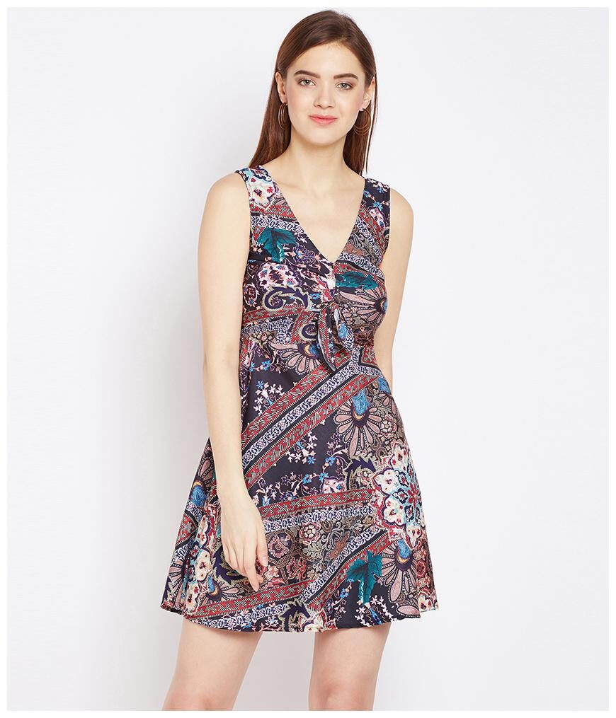 

Oxolloxo Women Polyester Printed Black A Line Dress