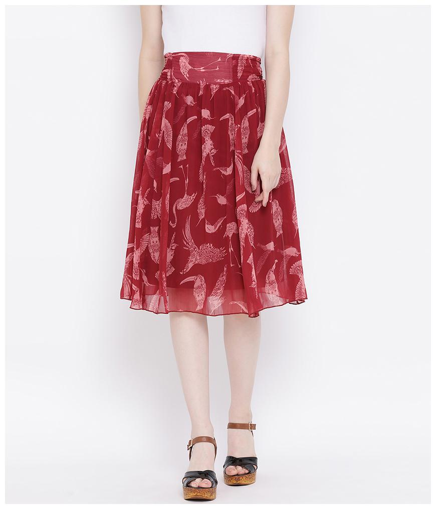 

Oxolloxo Printed A-line skirt Midi Skirt - Maroon