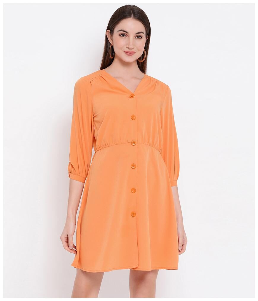 

Oxolloxo Orange Solid A-line dress