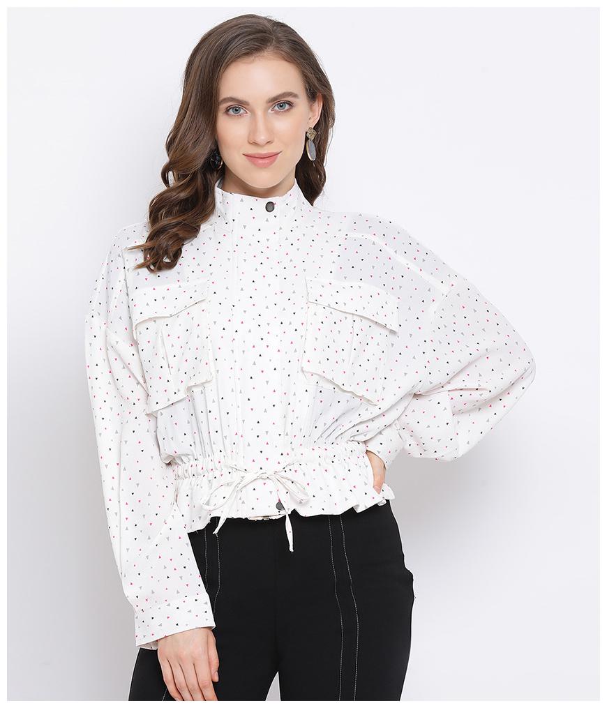 

Oxolloxo Women Polka Dots Regular Jacket - White
