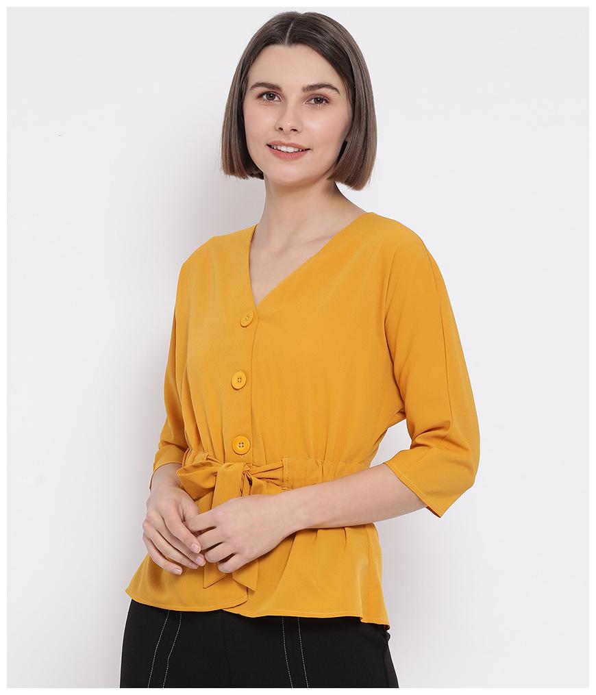 

Oxolloxo Women Solid A-line top - Yellow