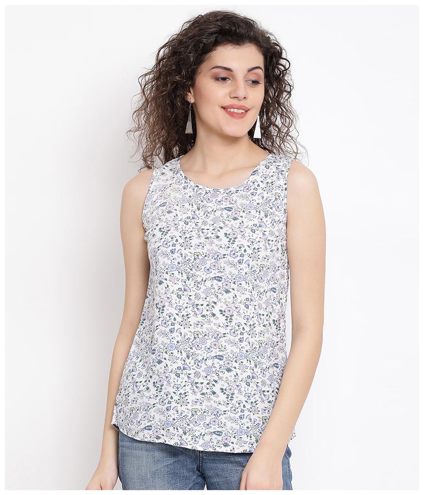 

Oxolloxo Women Viscose Rayon Floral A Line White