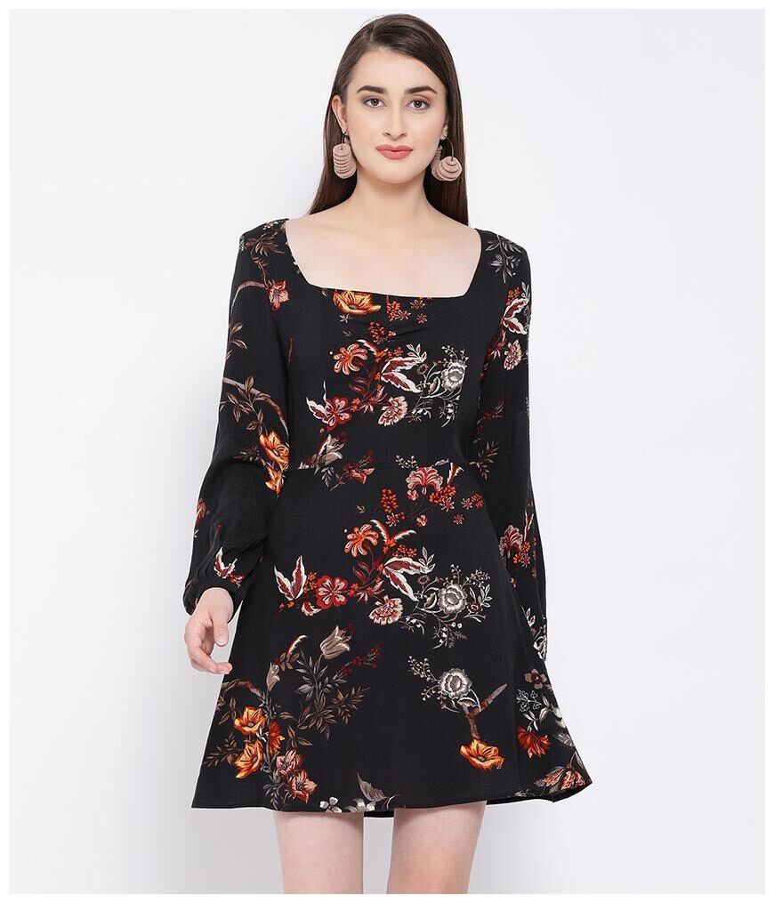 

Oxolloxo Black Floral A-line dress