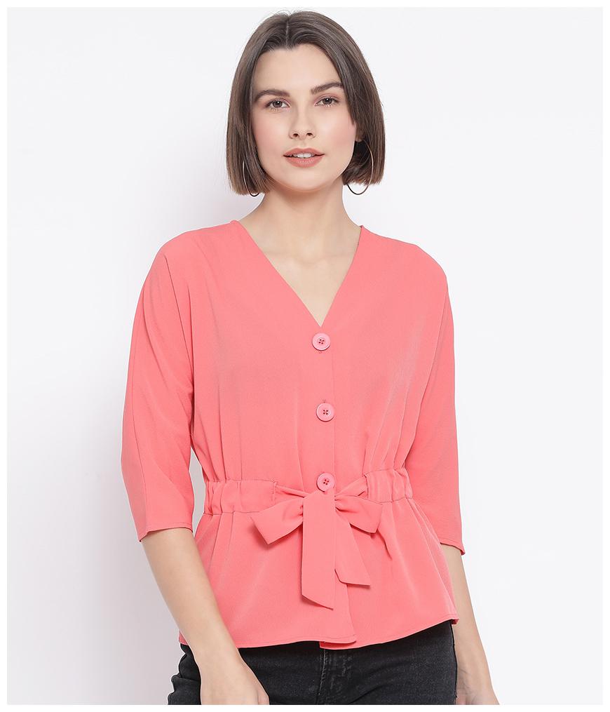 

Oxolloxo Women Solid Regular top - Pink