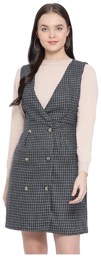

Oxolloxo Grey Checked A-line dress