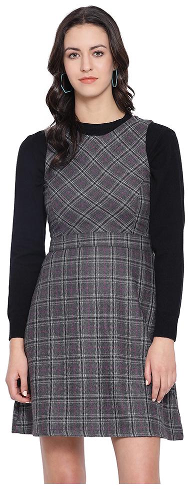 

Oxolloxo Grey Checked A-line dress