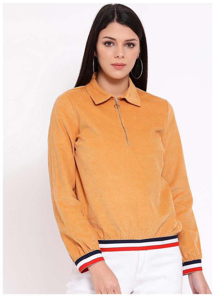 

OXOLLOXO Women Striped Regular Jacket - Yellow
