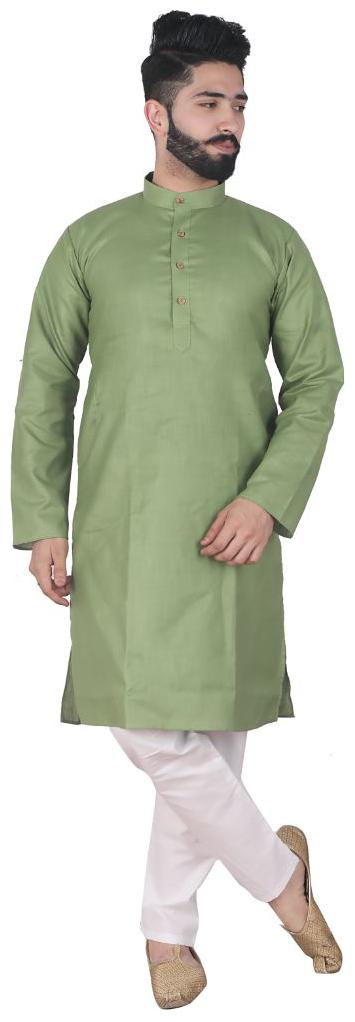 

P K GARMENTS Green Solid Kurta and Pyjamas