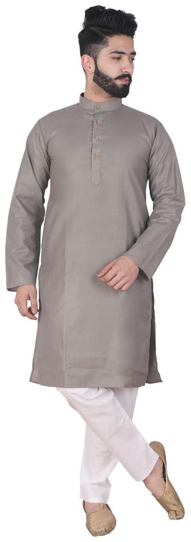 

P K GARMENTS Grey Solid Kurta and Pyjamas