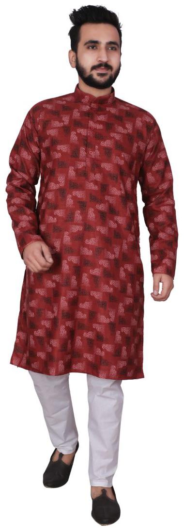 

P K GARMENTS Maroon Printed Kurta and Pyjamas