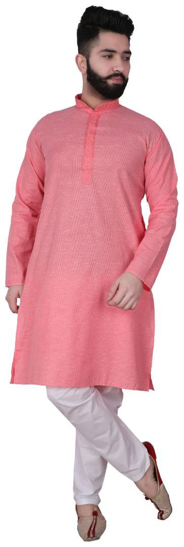 

P K GARMENTS Pink Striped Kurta and Pyjamas