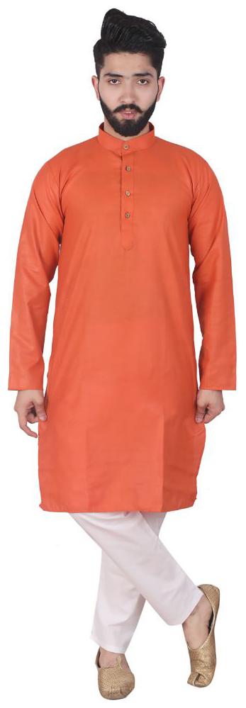 

P K GARMENTS Orange Solid Kurta and Pyjamas
