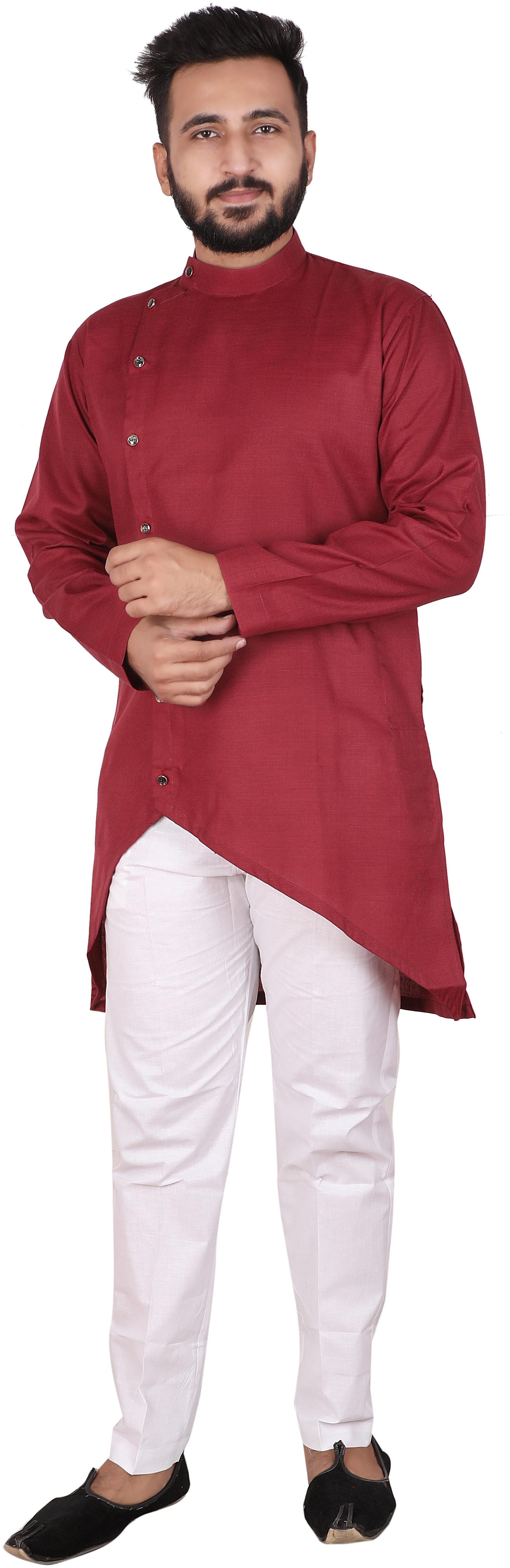 

P K GARMENTS Maroon Solid Kurta and Pyjamas