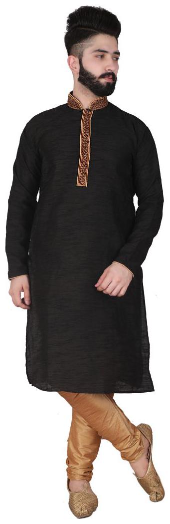 

P K GARMENTS Black Solid Kurta and Churidar