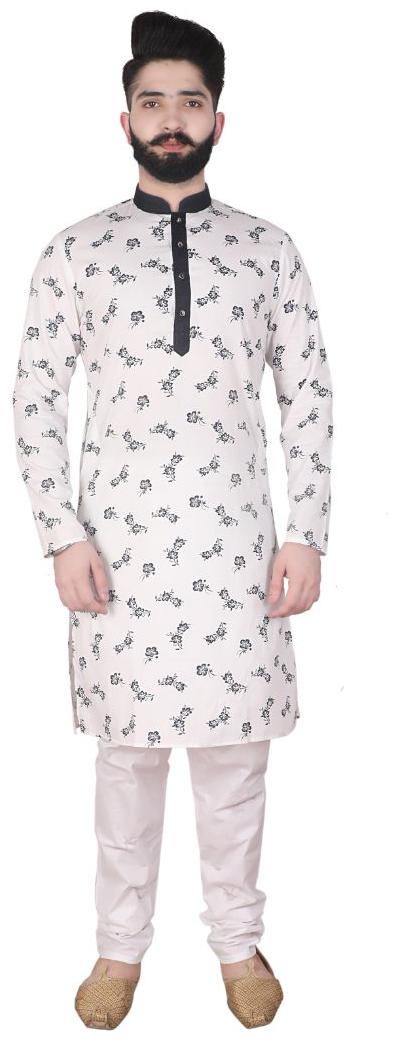 

P K GARMENTS White Printed Kurta and Churidar