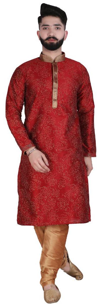 

P K GARMENTS Maroon Floral print Kurta and Churidar