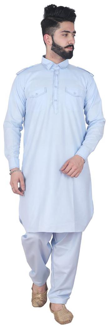 

P K GARMENTS Blue Solid Kurta and Pyjamas