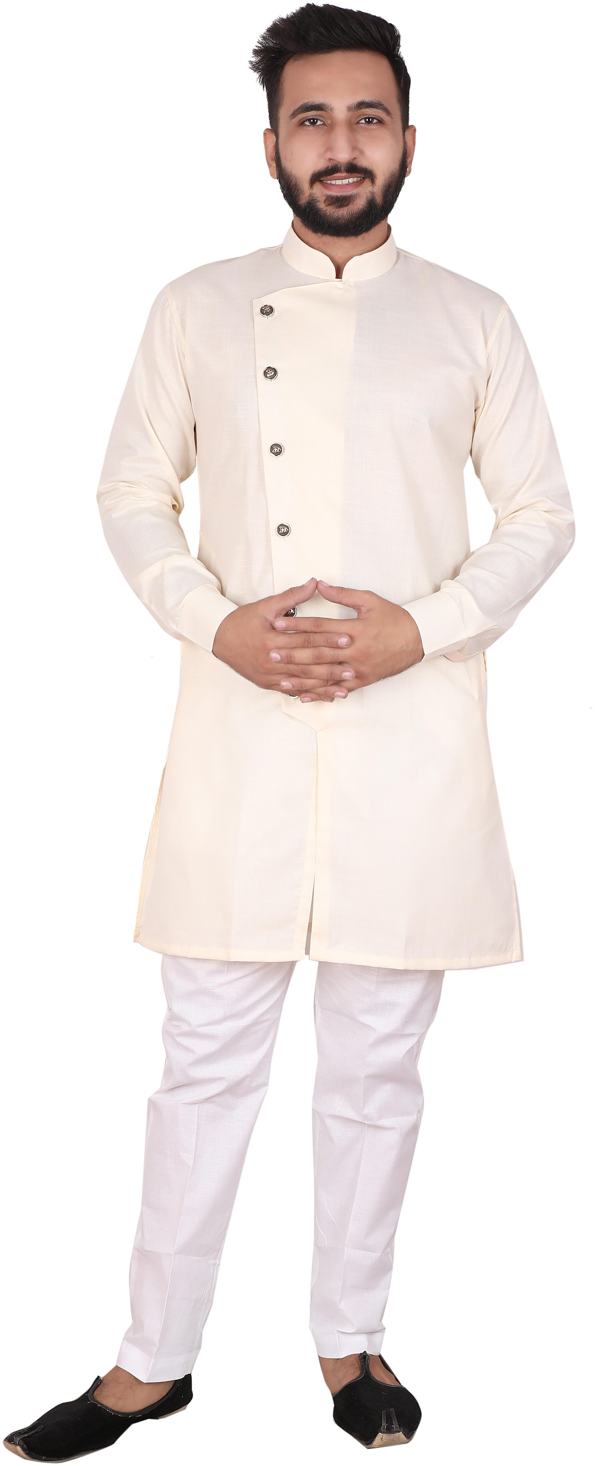

P K GARMENTS Cream Solid Kurta and Pyjamas