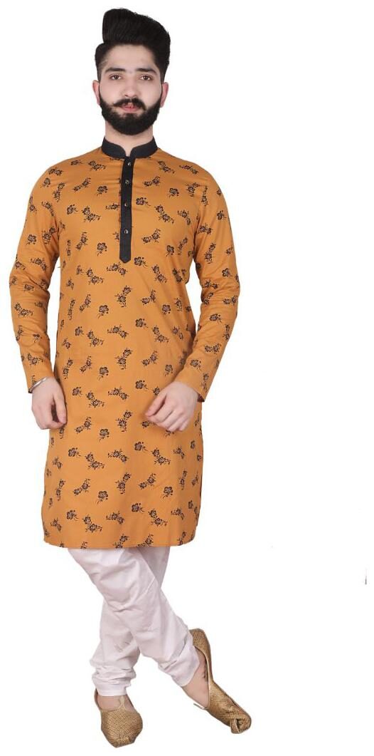 

P K GARMENTS Yellow Printed Kurta and Churidar