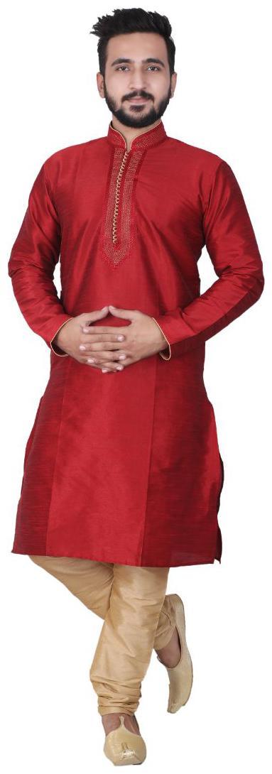 

P K GARMENTS Maroon Solid Kurta and Churidar