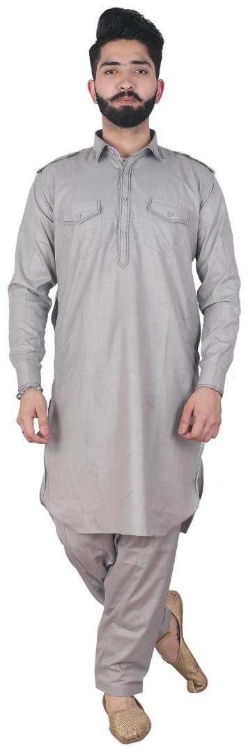 

P K GARMENTS Grey Solid Kurta and Pyjamas