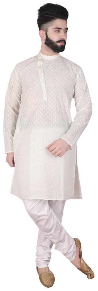 

P K GARMENTS White Solid Kurta and Churidar