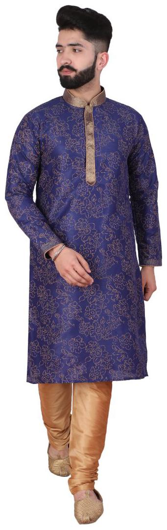 

P K GARMENTS Blue Floral print Kurta and Churidar