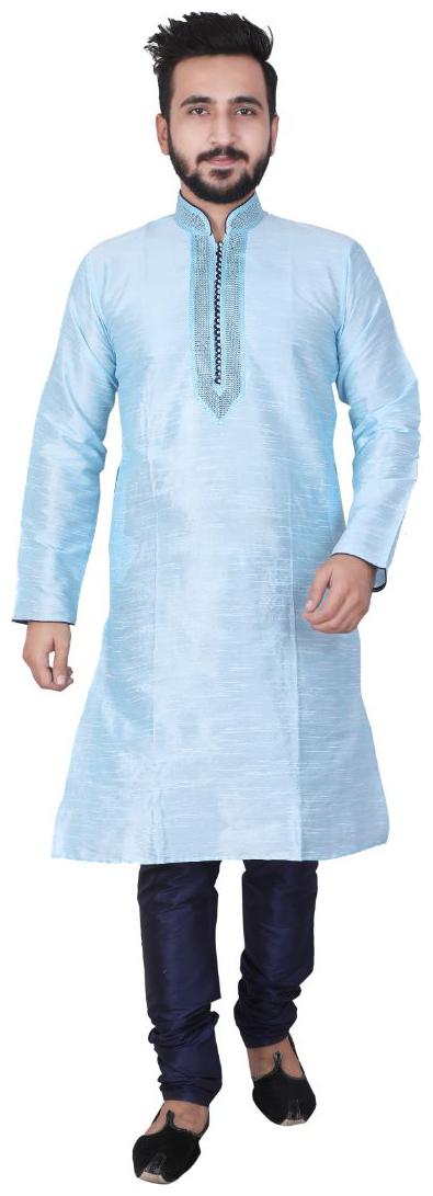 

P K GARMENTS Turquoise Solid Kurta and Churidar