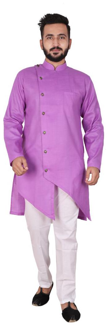 

P K GARMENTS Purple Solid Kurta and Pyjamas