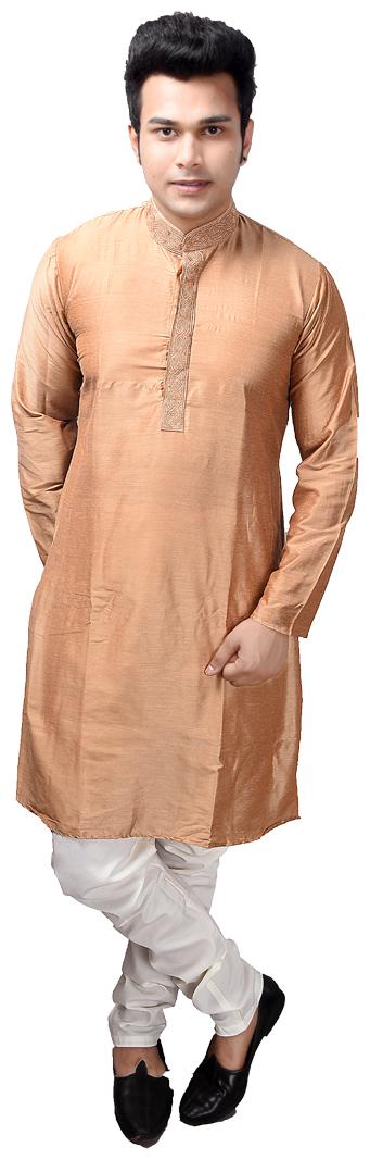 

P K GARMENTS Brown Solid Kurta and Pyjamas