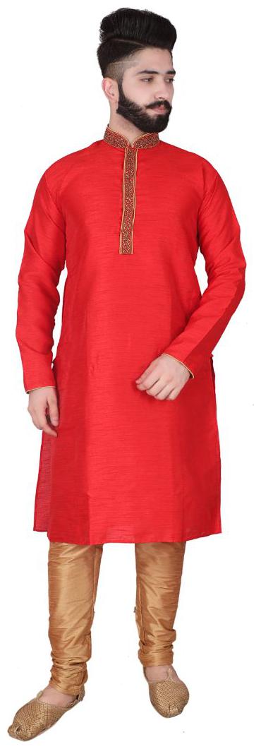 

P K GARMENTS Red Solid Kurta and Churidar