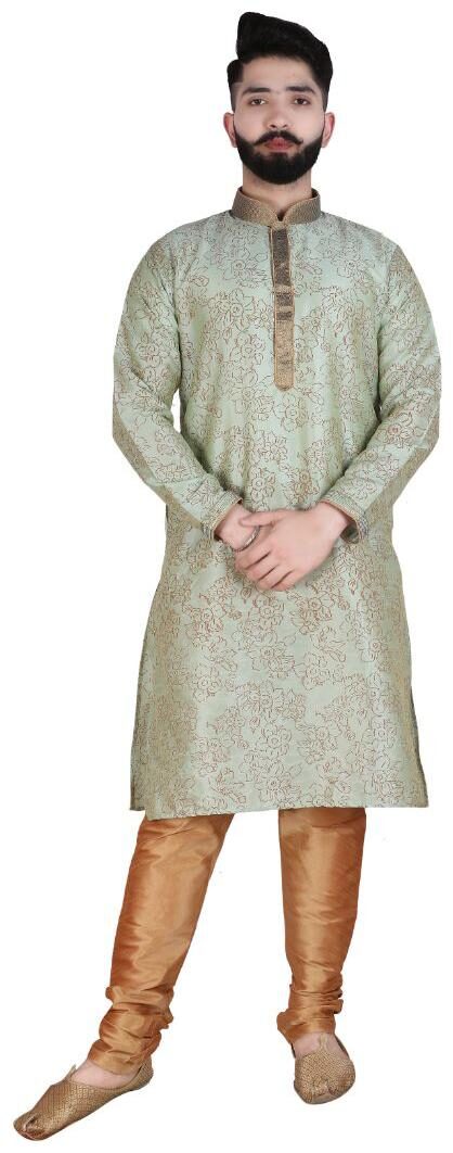 

P K GARMENTS Green Floral print Kurta and Churidar