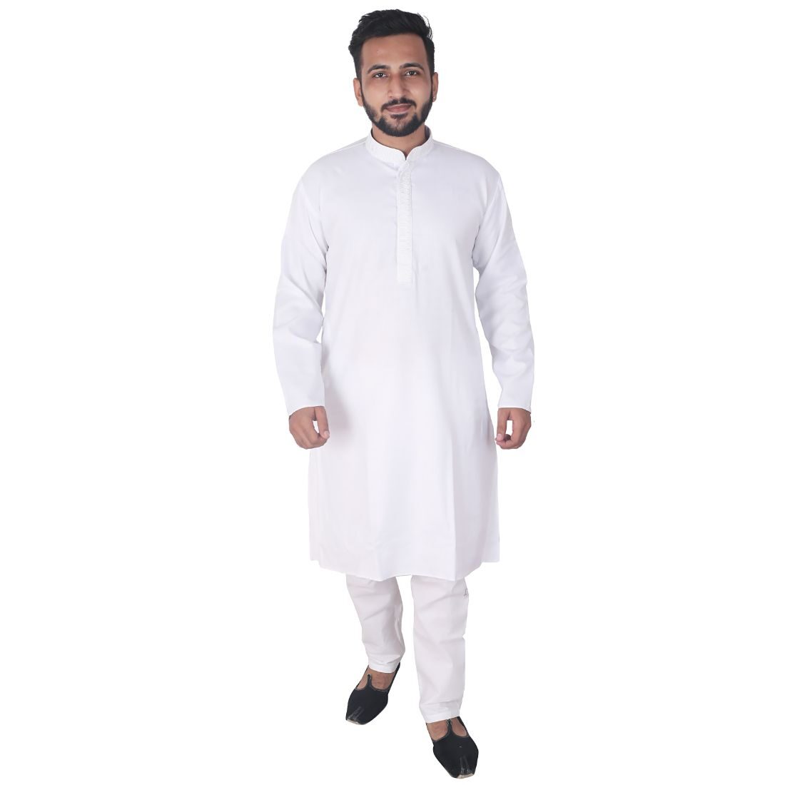 

P K GARMENTS White Solid Kurta and Pyjamas