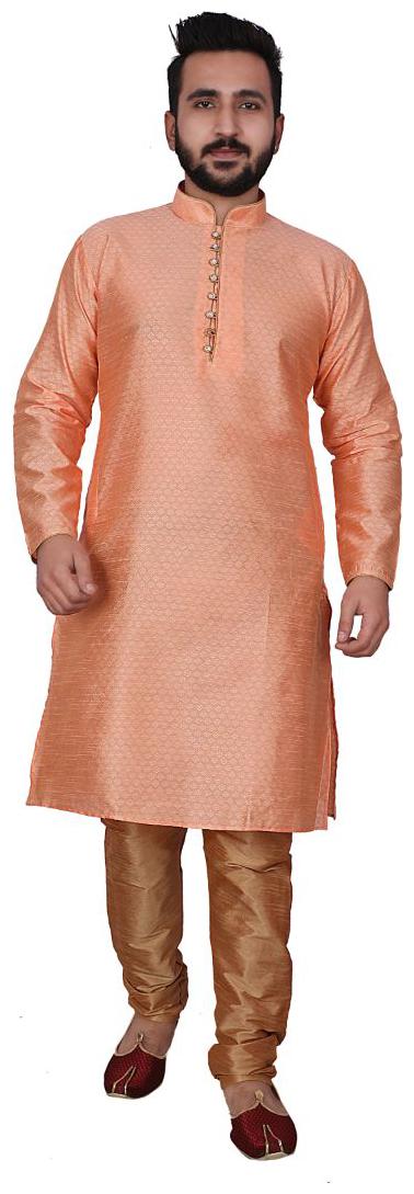 

P K GARMENTS Peach Printed Kurta and Pyjamas