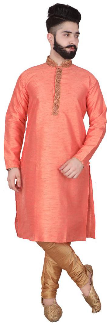 

P K GARMENTS Pink Solid Kurta and Churidar