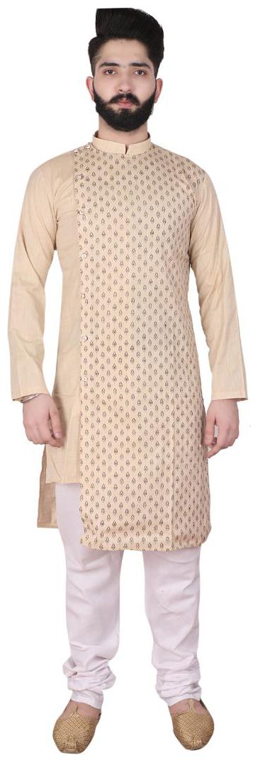 

P K GARMENTS Cream Printed Kurta and Churidar