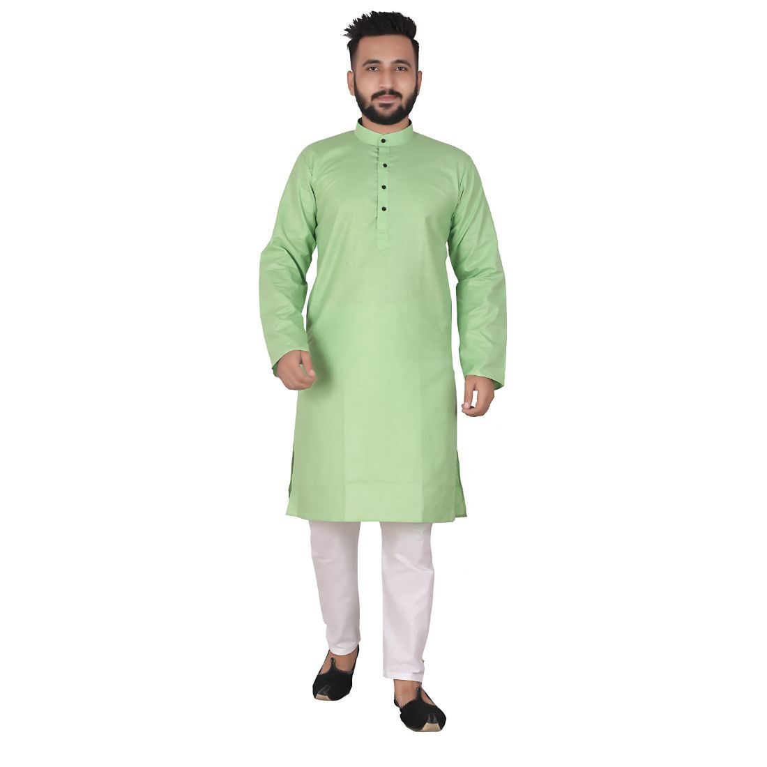 

P K GARMENTS Green Solid Kurta and Pyjamas