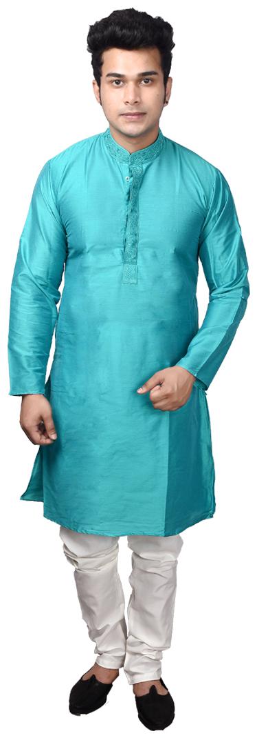 

P K GARMENTS Turquoise Solid Kurta and Pyjamas