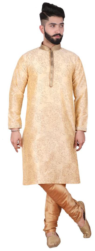 

P K GARMENTS Yellow Floral print Kurta and Churidar