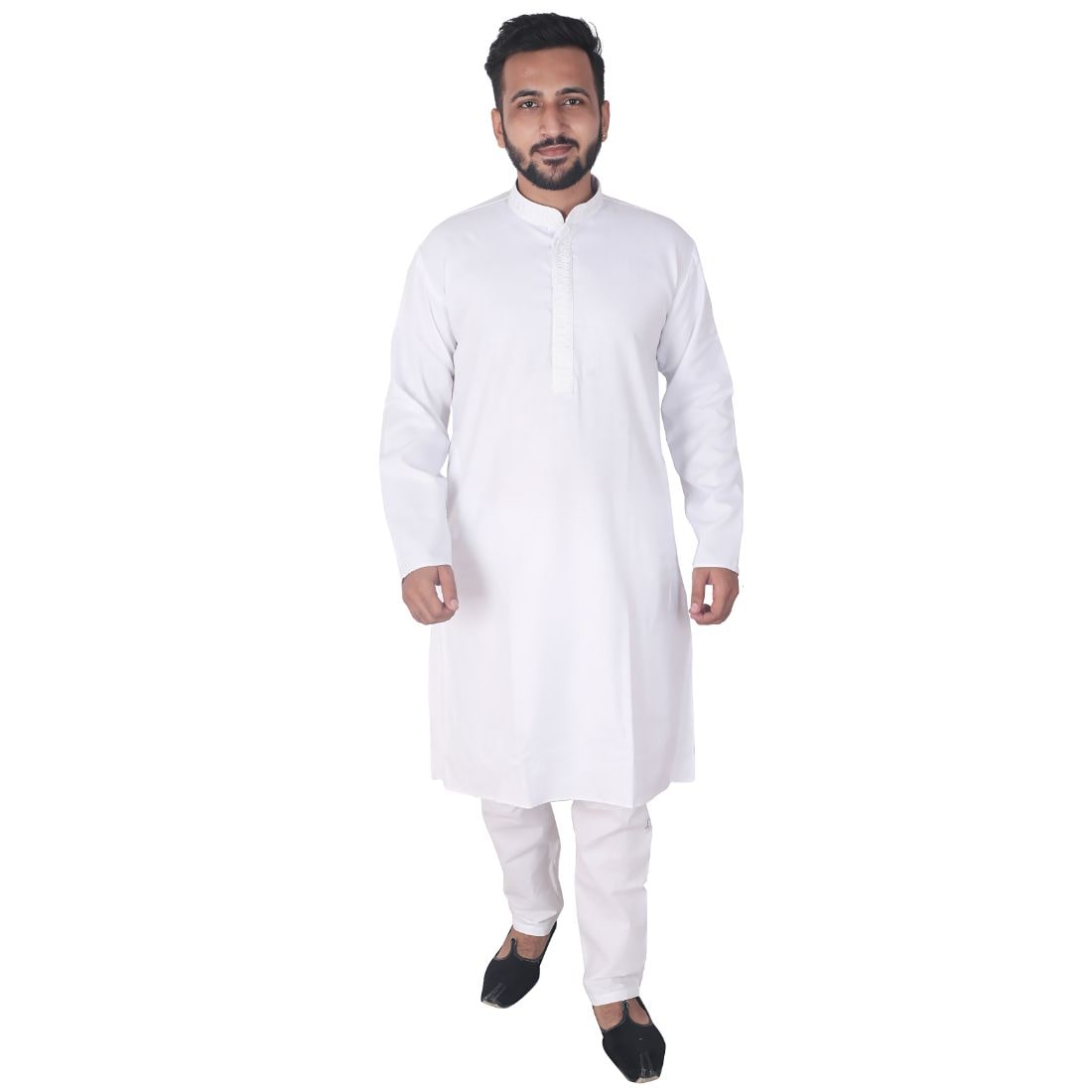 

P K GARMENTS White Solid Kurta and Pyjamas